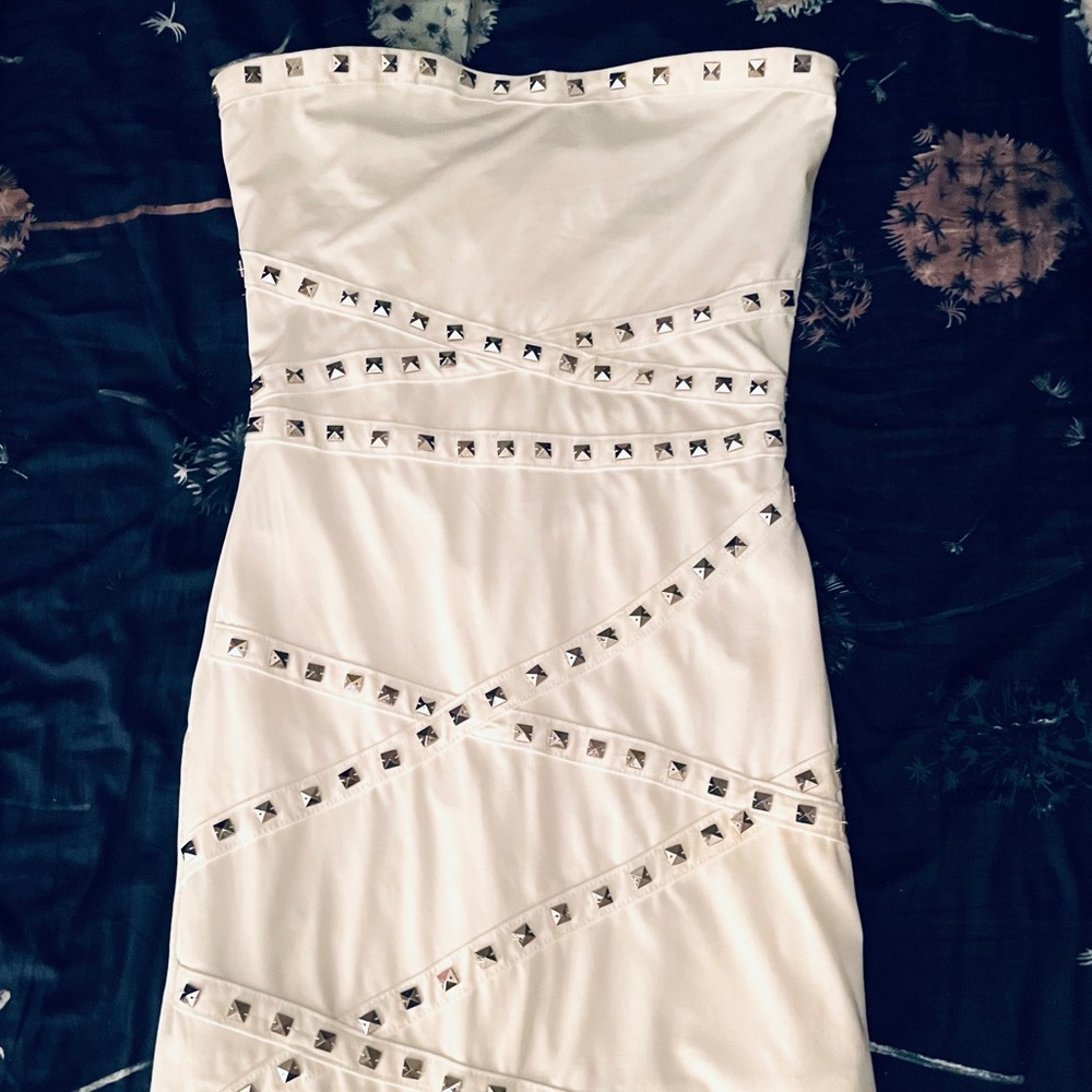 Body Central Bodycon Studded White Dress